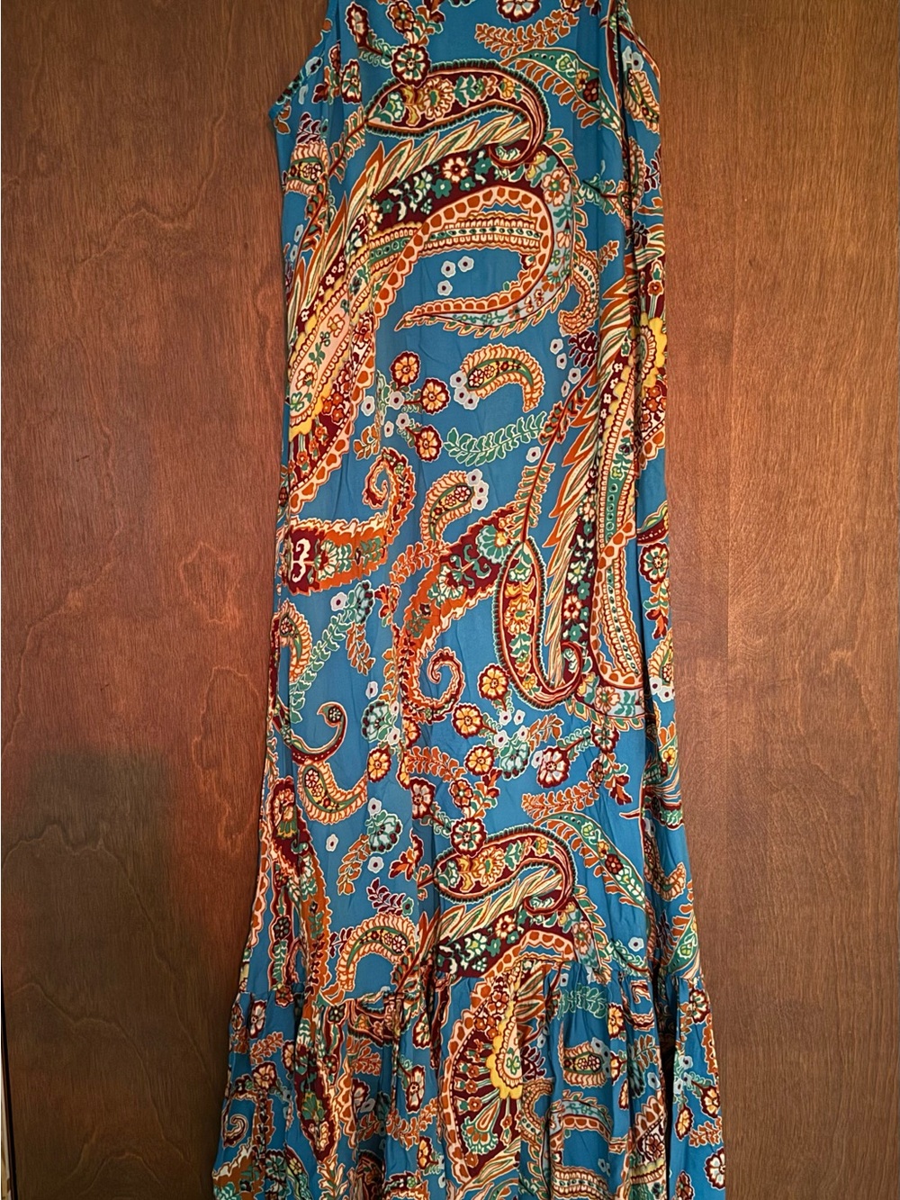 1. State Teal Paisley Maxi dress with Orange and Cream Accents